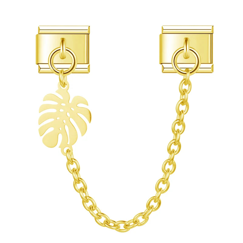 Tropical Leaf Chain Gold Charm - Charmris