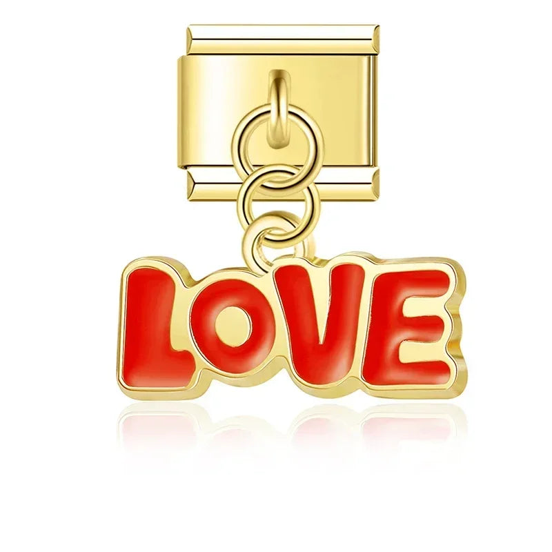 Red Love - Gold Pendant Charm