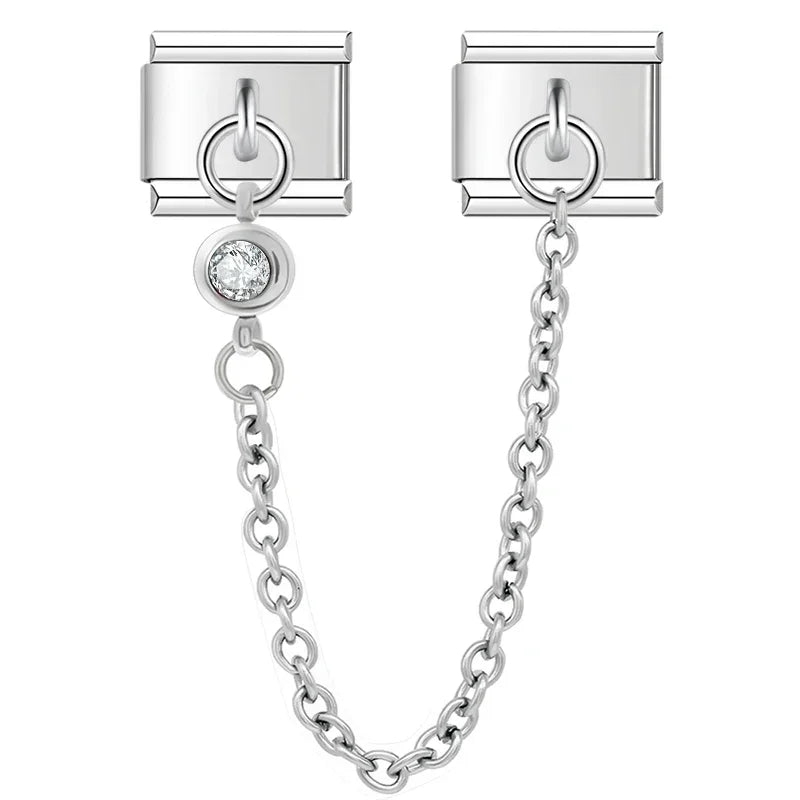 Diamond Circle with CZ silver chain charm - Charmris