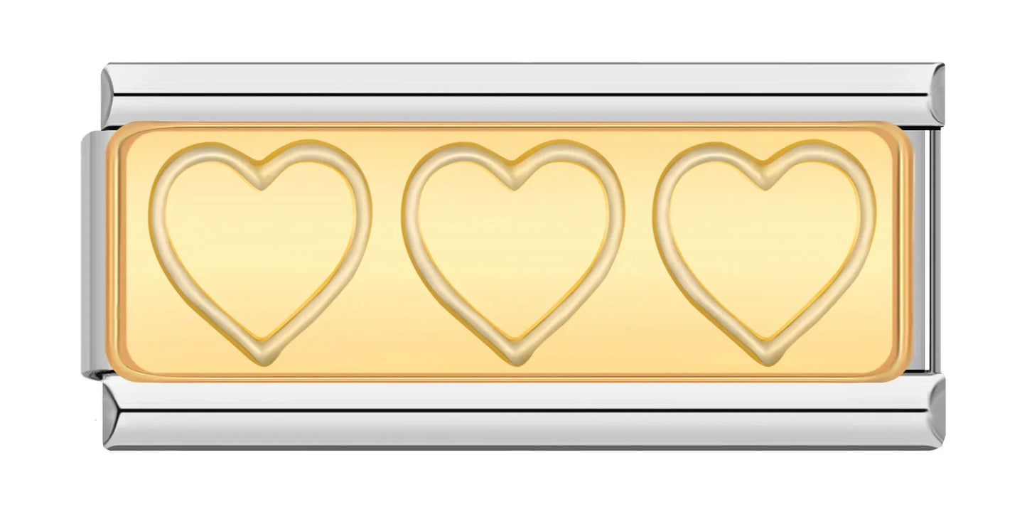 Heart x3 - Silver Bar Charm - Charmris
