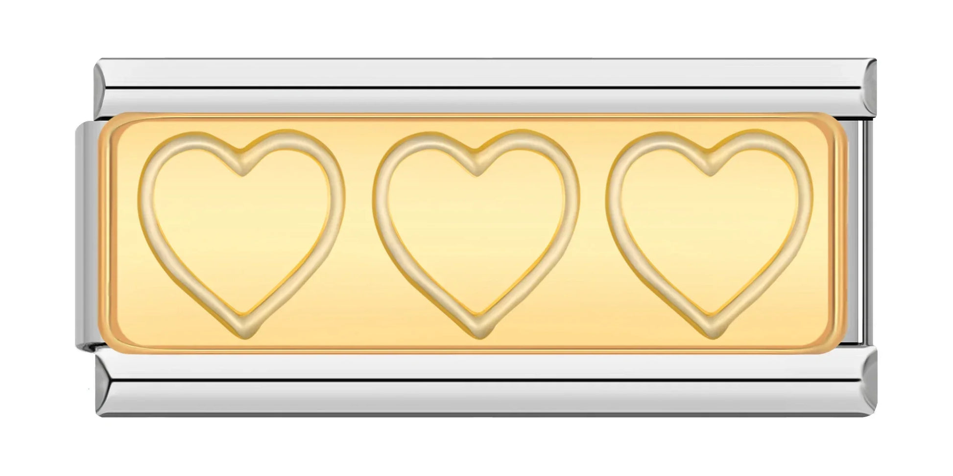 Heart x3 - Silver Bar Charm - Charmris