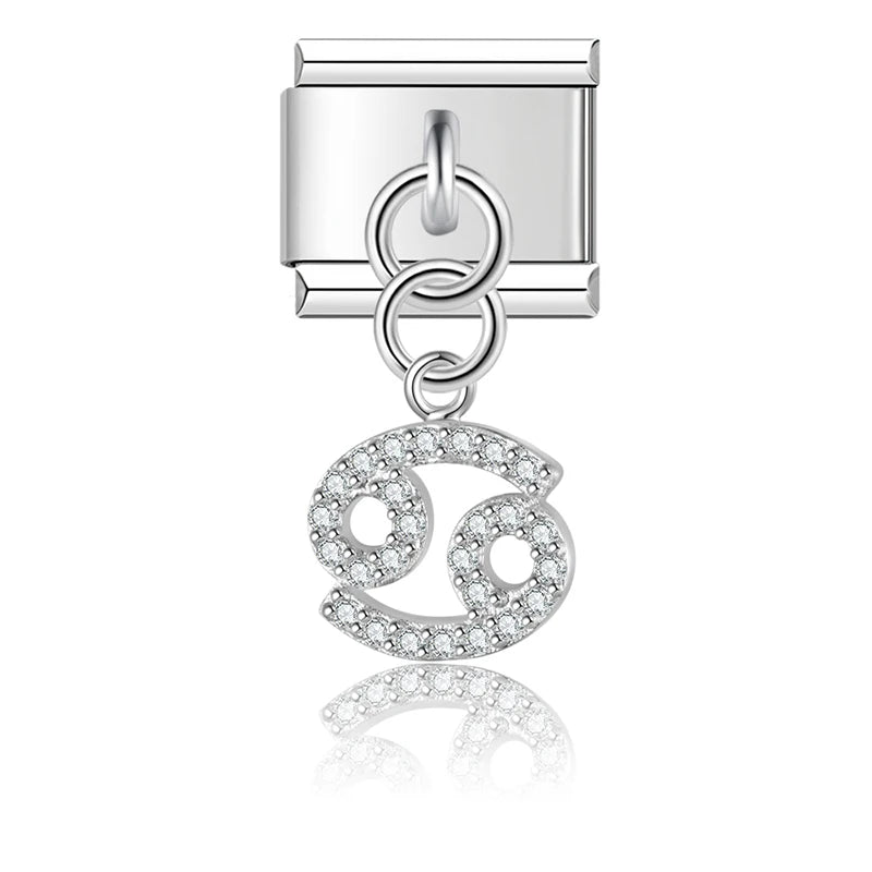 Cancer with CZ – Silver Italian Pendant Charm - Charmris