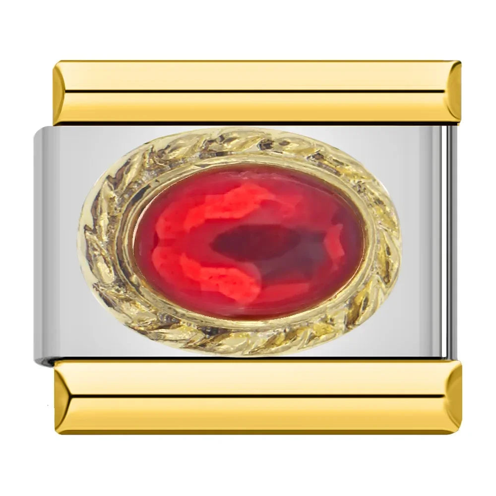 Royal Garnet Resin Charm - Silver & Gold Charm