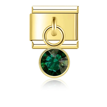 May Birthstone with CZ - Gold Pendant Charm - Charmris