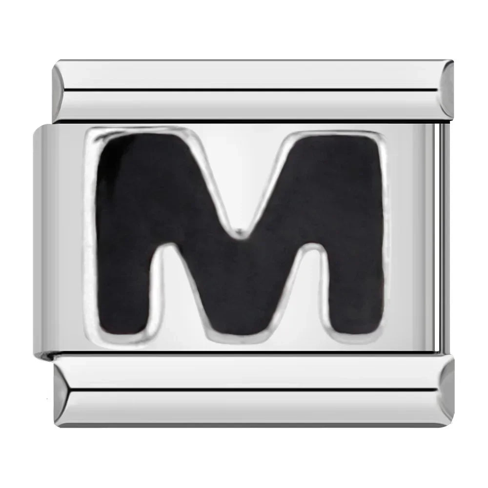 Black Letter M - Silver Charm - Charmris