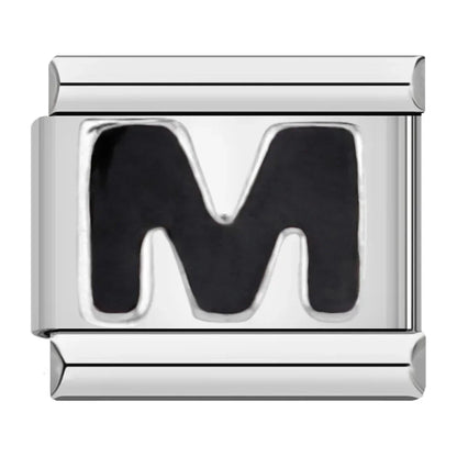 Black Letter M - Silver Charm - Charmris