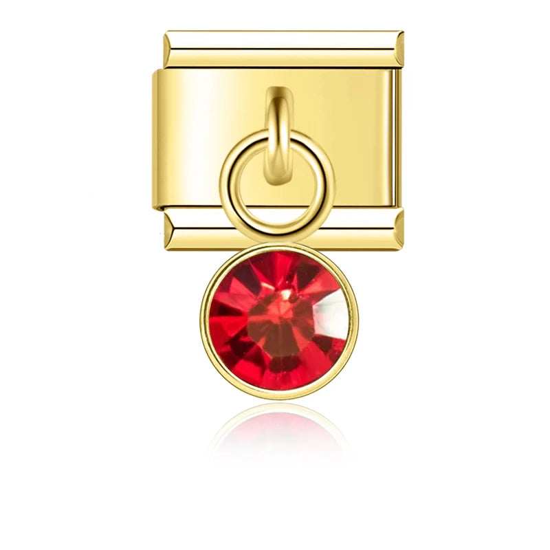 August Birthstone with CZ - Gold Pendant Charm