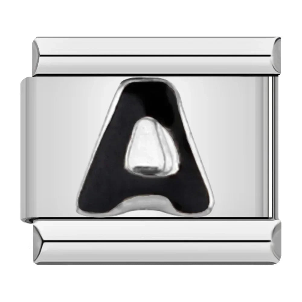 Black Letter A - Silver Charm - Charmris
