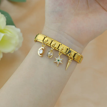 North Star with CZ - Gold Pendant Charm - Charmris
