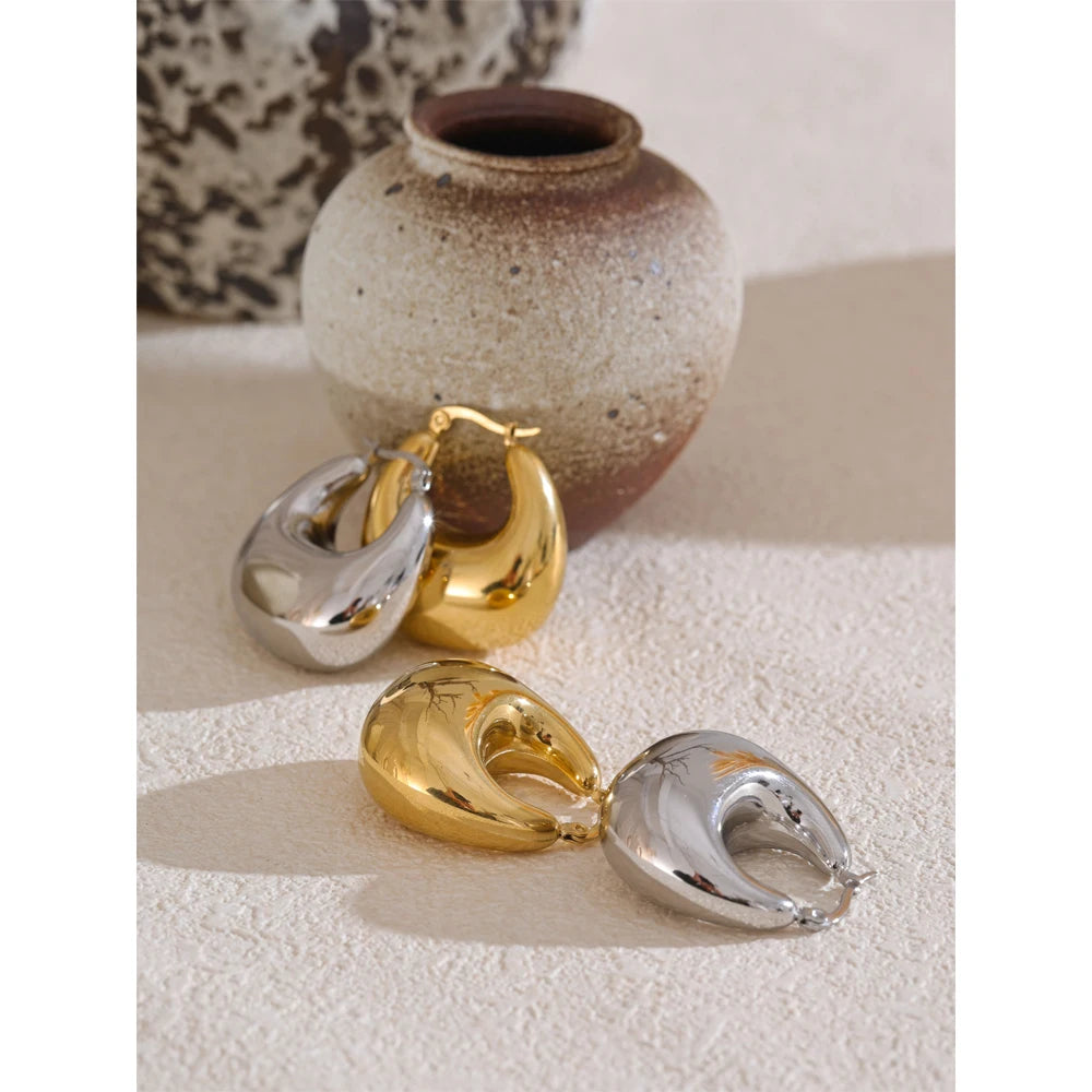 Crescent Chunky Dome Hoop Earrings