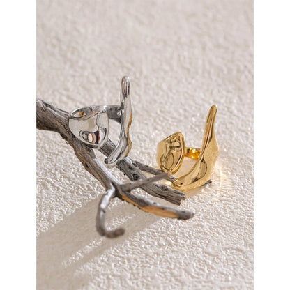 Sculpt Teardrop Open Ring