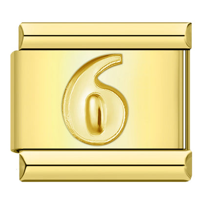 Golden Number 6 - Gold Charm - Charmris