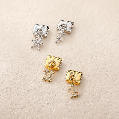 Capricorn with CZ – Gold Italian Pendant Charm - Charmris
