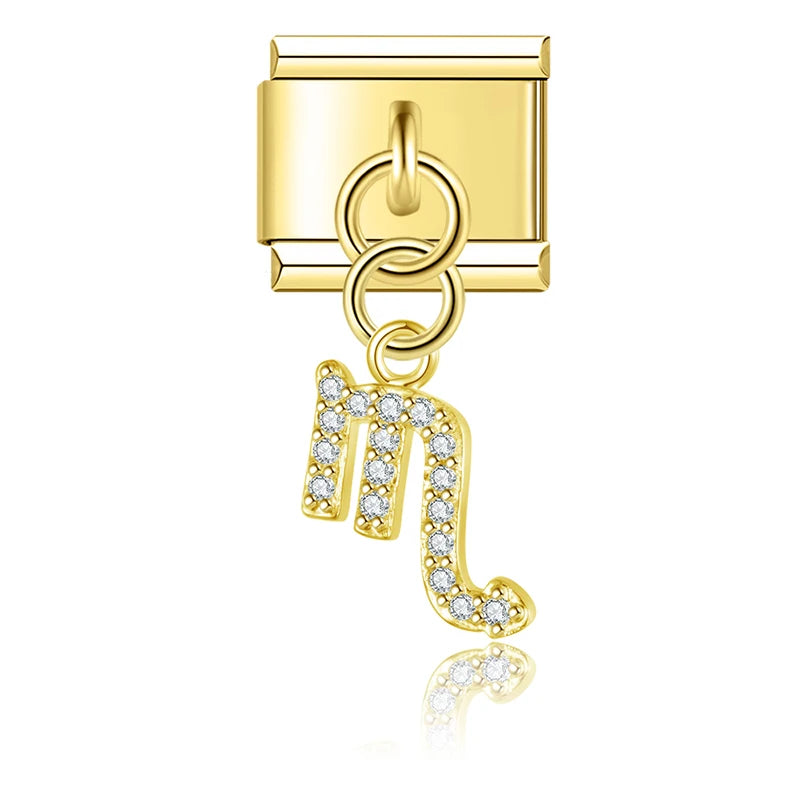 Scorpio with CZ – Gold Italian Pendant Charm - Charmris