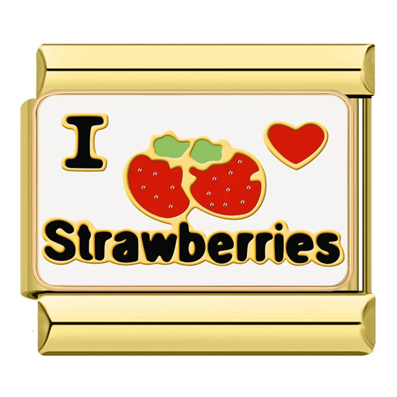 I Love Strawberries - Gold Charm - Charmris