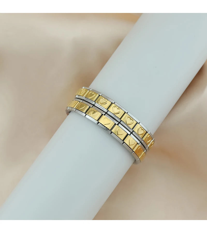 Classic Italian Bracelet with Combined Original Colors and Hearts - Charmris