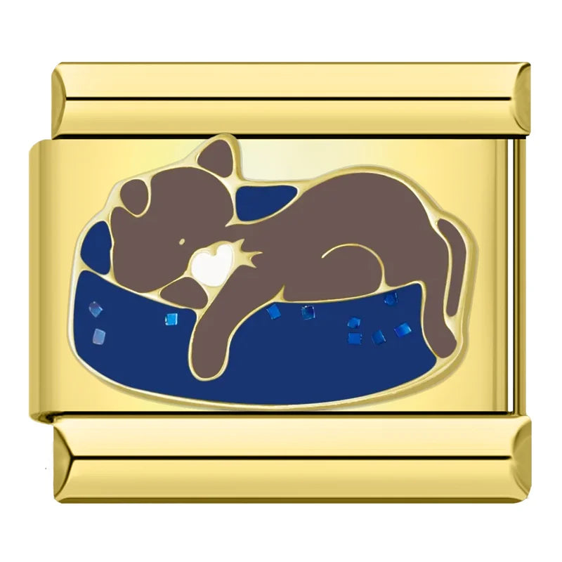 Sleepy Cat - Gold Charm - Charmris