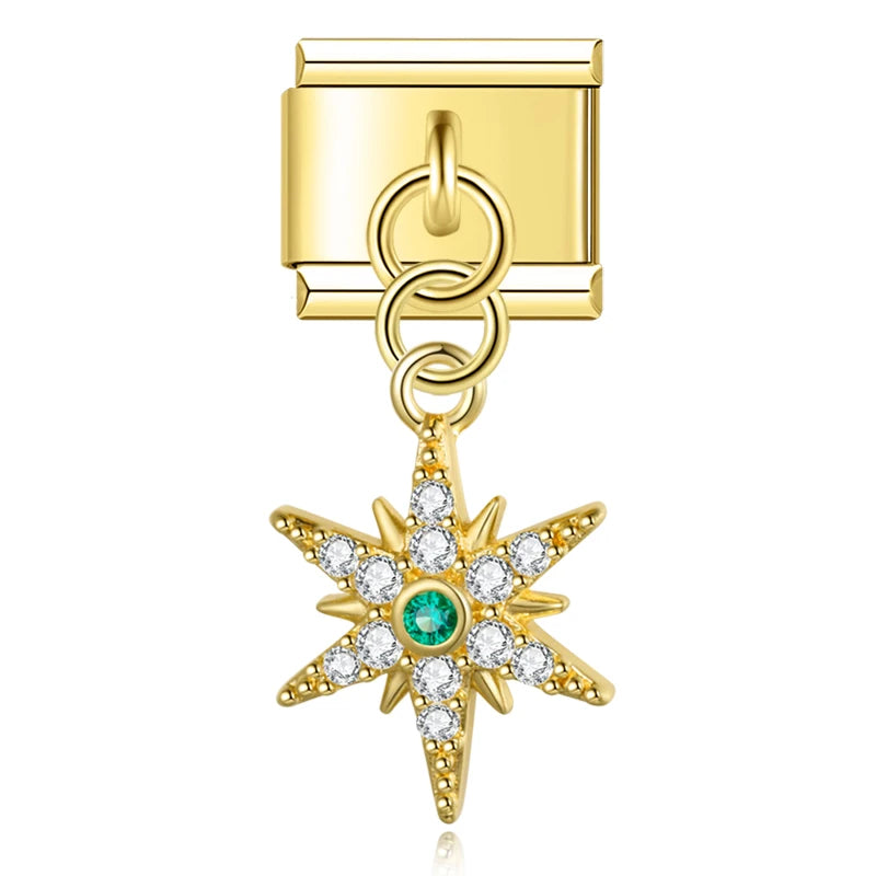 North Star with CZ - Gold Pendant Charm - Charmris