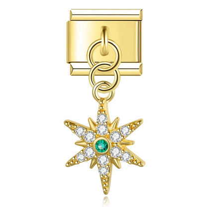 North Star with CZ - Gold Pendant Charm - Charmris