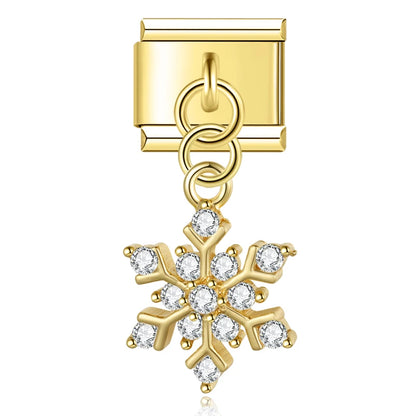 Snowflake Sparkle with CZ - Gold Pendant Charm - Charmris