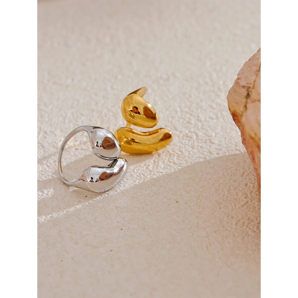 Liquid Twin Dome Open Ring