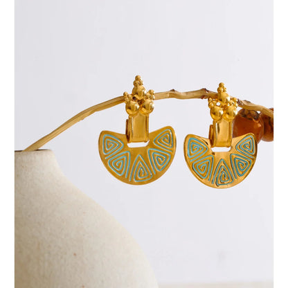 Riviera Enamel Fan Drop Earrings