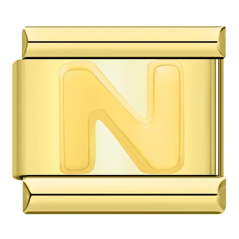 Golden Letter N - Gold Charm - Charmris