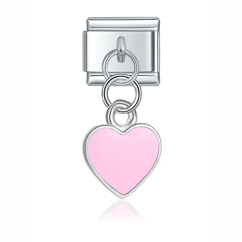 Pink Heart - Silver Pendant Charm - Charmris