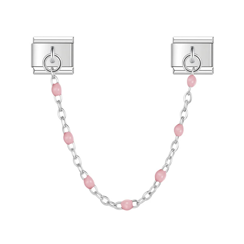 Blush Bead with silver chain charm - Charmris