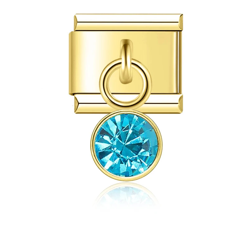 December Birthstone with CZ - Gold Pendant Charm