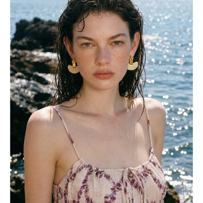Riviera Enamel Fan Drop Earrings