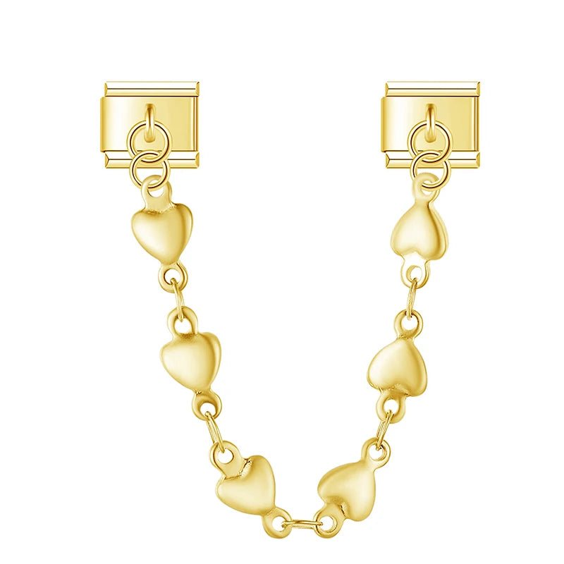 Hearts Chain Gold Charm - Charmris