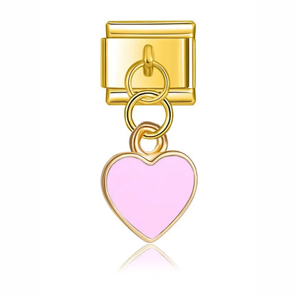 Pink Heart - Gold Pendant Charm - Charmris
