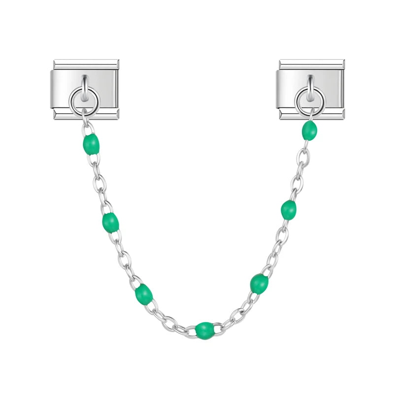 Emerald Bead with silver chain charm - Charmris