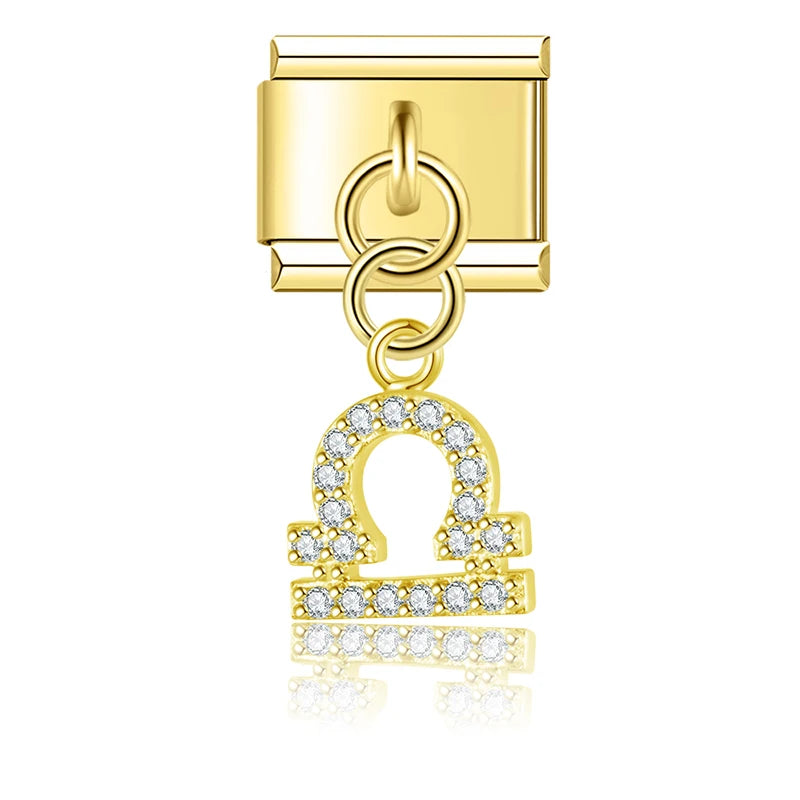 Libra with CZ – Gold Italian Pendant Charm - Charmris
