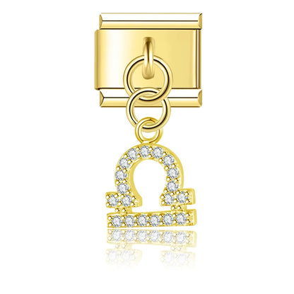 Libra with CZ – Gold Italian Pendant Charm - Charmris