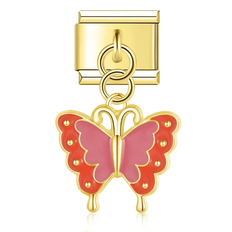 Scarlet Butterfly Dream – Gold Pendant Charm - Charmris