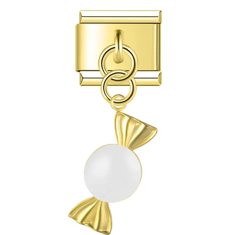 Frosty Candy - Gold Pendant Charm