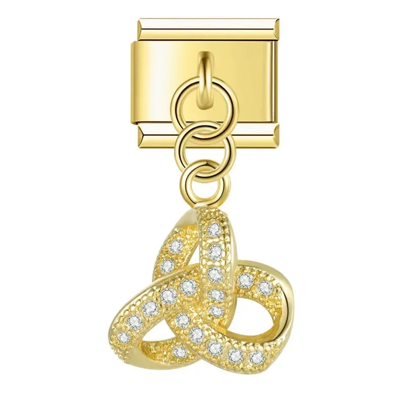 Sparkling Trinity Loop - Gold Pendant Charm - Charmris