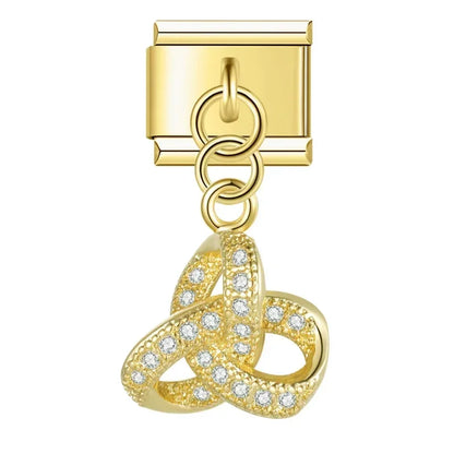 Sparkling Trinity Loop - Gold Pendant Charm - Charmris