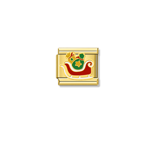 Santa Sleigh Ride – gold Italian charm by Italycharm