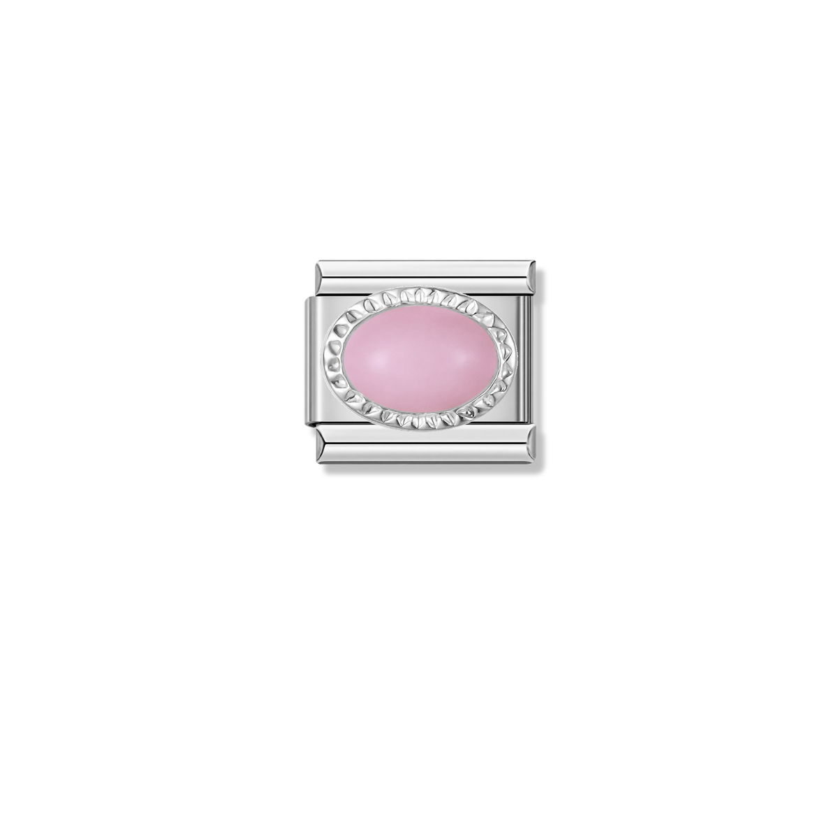 Serene Pink Resin Gem – silver Italian charm by Italycharm