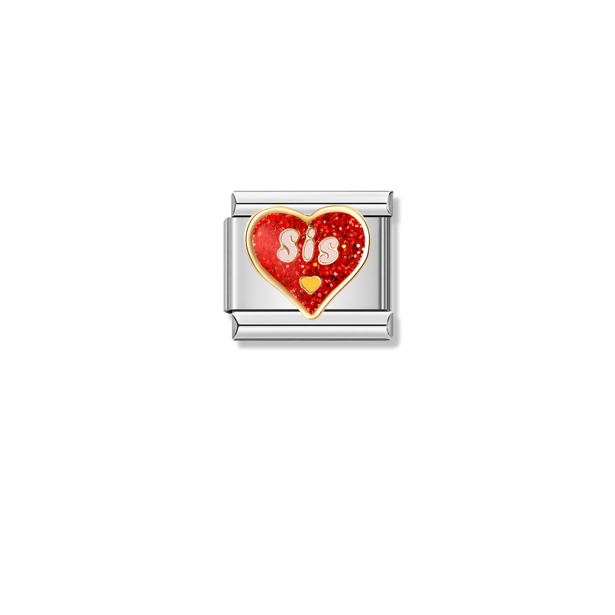 Sister Sparkling Heart – silver Italian charm by Italycharm