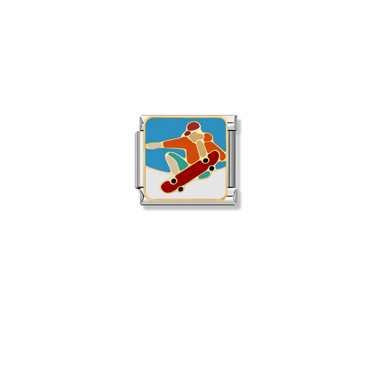 Skateboard Trick – silver Italian charm by Italycharm