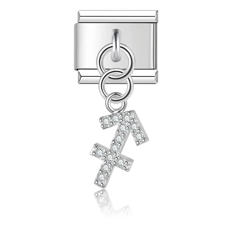 Sagittarius with CZ – Silver Italian Pendant Charm - Charmris