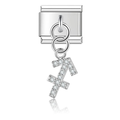 Sagittarius with CZ – Silver Italian Pendant Charm - Charmris