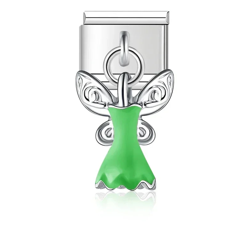 Tinker Bell Dress - Silver Pendant Charm - Charmris