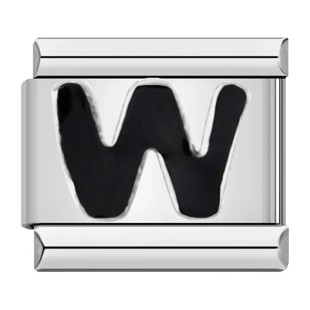 Black Letter W - Silver Charm - Charmris