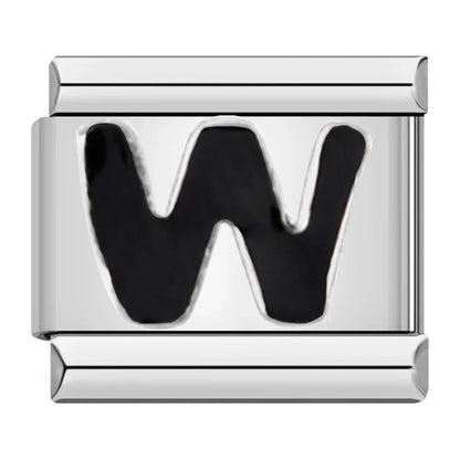 Black Letter W - Silver Charm - Charmris