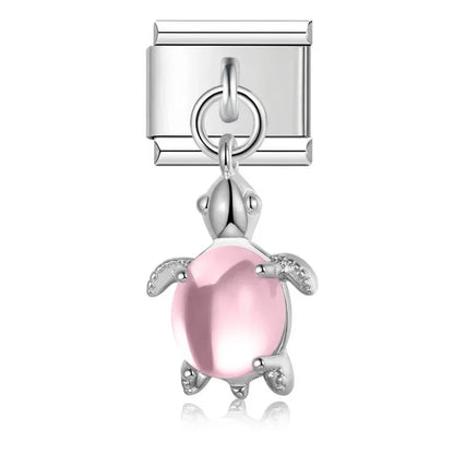 Lovely Pink Turtle - Silver Pendant Charm - Charmris